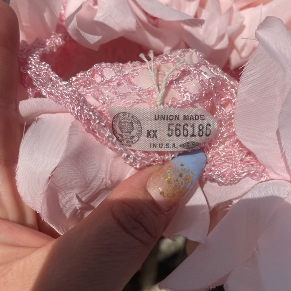 Vintage Floral Netted Wig Hat Union Made Light Pink - Picture 4 of 6